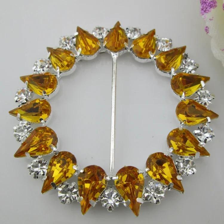 

1pcs Acrylic Diamond Rhinestone Buckles for Ribbon Slider Scarf Shirt Buckles Knotted Button inner size 35mm