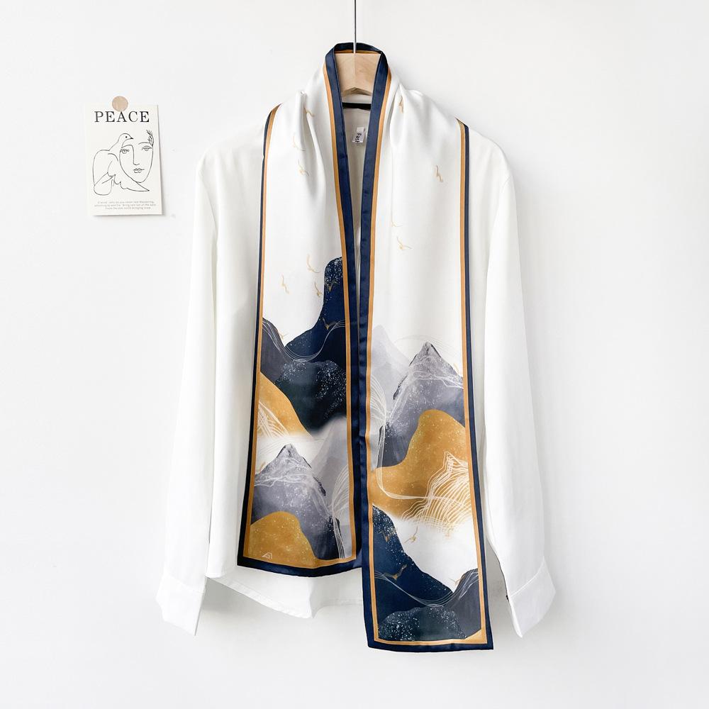 

Весенне-летний атласный длинный шарф для женщин, солнцезащитная шаль, модный атласный длинный шарф для красоты, универсальный дорожный шарф 17*150cm