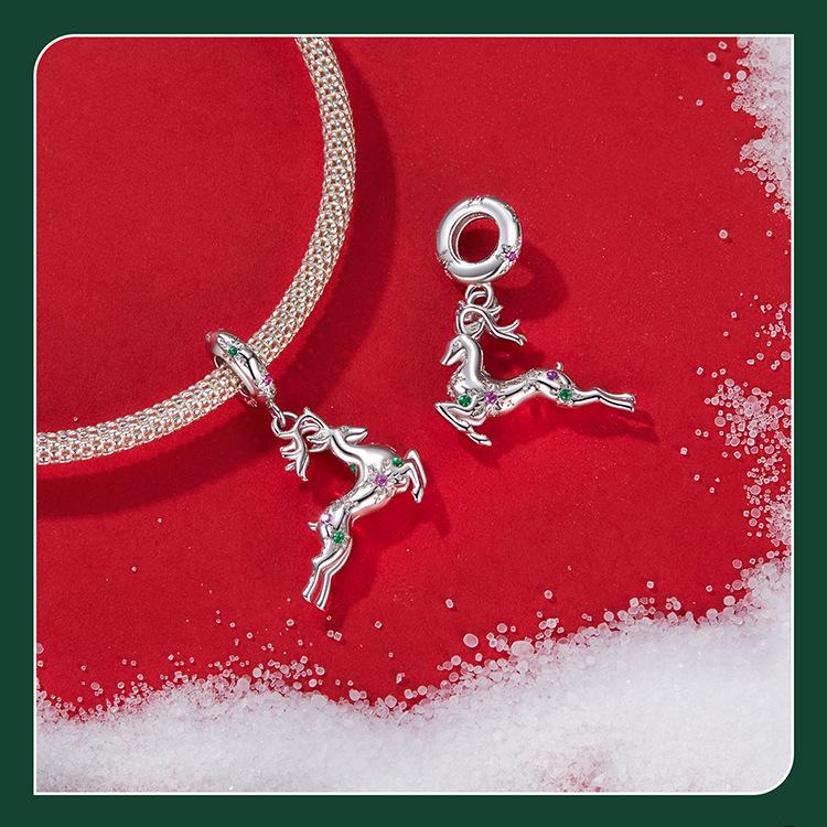 Yinziyun S925 Silver Reindeer Pendant Necklace - DIY Beaded Design