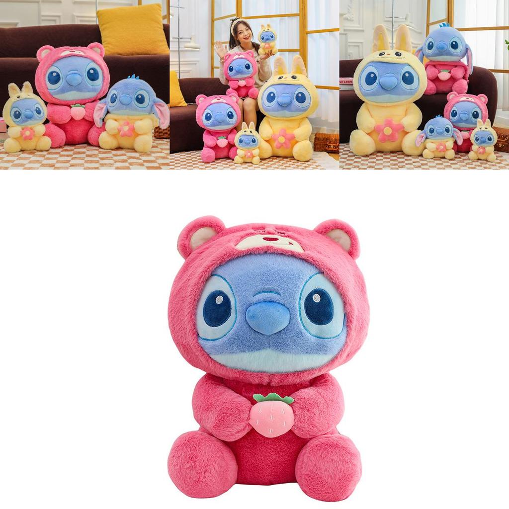 Transforming Stitch Plush Toy With Strawberry Bear Design For Kids Gift Collection