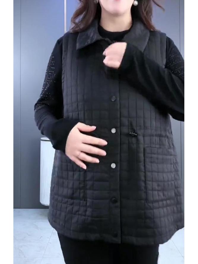 Plus Size Quilted Vest: Autumn & Winter Casual, Slimming Outerwear for Middle-Aged Women