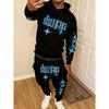 Men's Letter Printed Drawstring Pocket Hoodie and Drawstring Outdoor Sports Pants Set Essential for Keeping Warm In Spring and Autumn