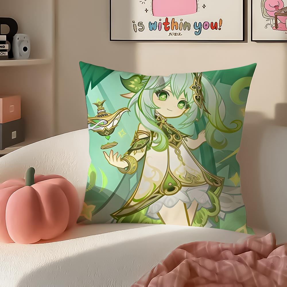 Genshin Nahida Cushion Cover Pillowcase Short Plush Invisible zipper Room Sofa Cushion Cover