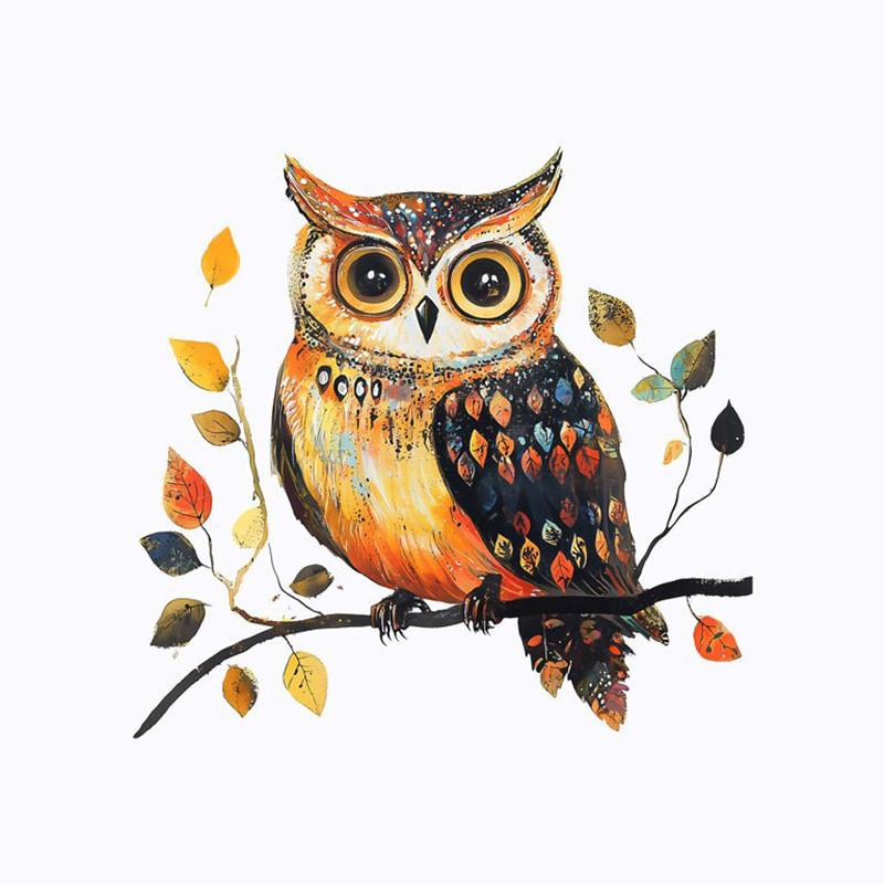 Самоклеящиеся водостойкие мультяшные совы на ветке Наклейки на стену туалета для ванной комнаты Домашний декор 26x27cm разноцветный