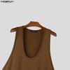 INCERUN Herren Damen Sommer Ärmellos Lässig Locker Lang Kleid Roben