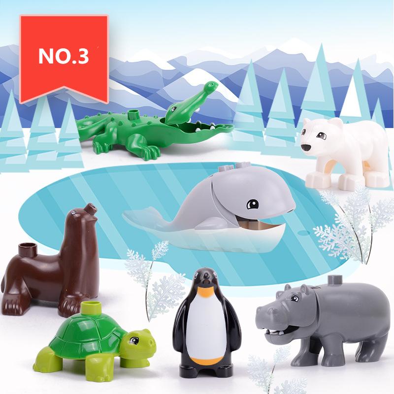 Large Particle Building Blocks Animal Scene Series Zoo World Tigier Lion Giraffe Whale Deer Bricks Toys  For Kids Christmas Gift