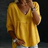 2026 Lace V-neck Women's Casual Three-Quarter Sleeve Pullover Top