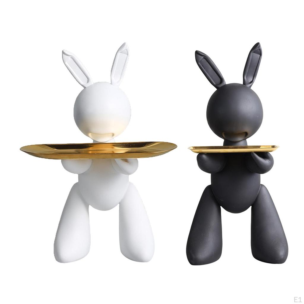 Statue Storage Earrings Holder Container Phones Organizer Resin Rabbit Sculpture for Kitchen Porch