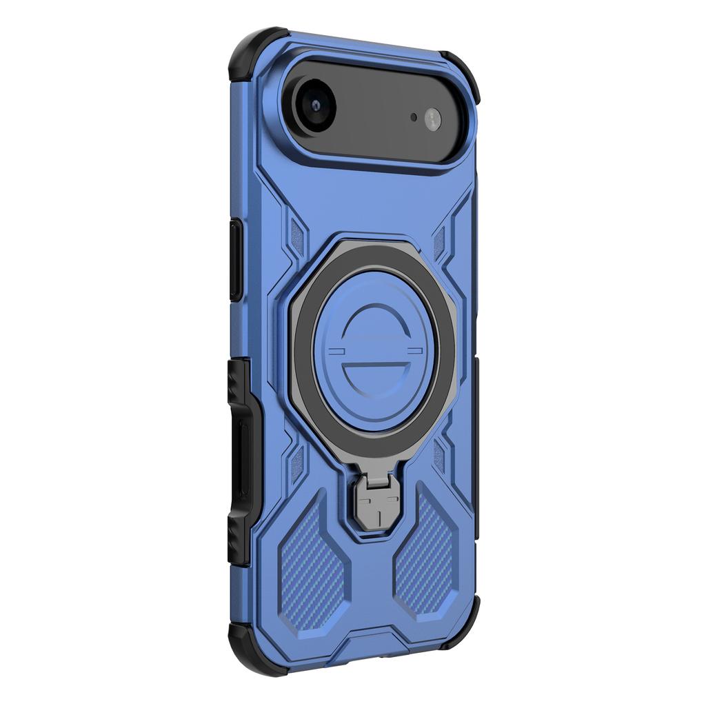 For iPhone 17 Air Magnetic Case Rotating Metal Kickstand Shockproof PC+TPU Phone Back Cover