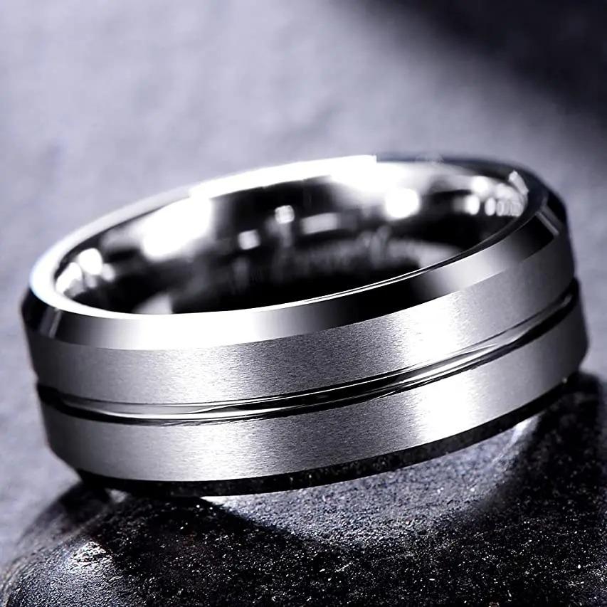 Fashion 8mm copper Color Stainless Steel Rings For Men Women Never Fade Wedding Engagement Men Rings Party Jewelry Accessories