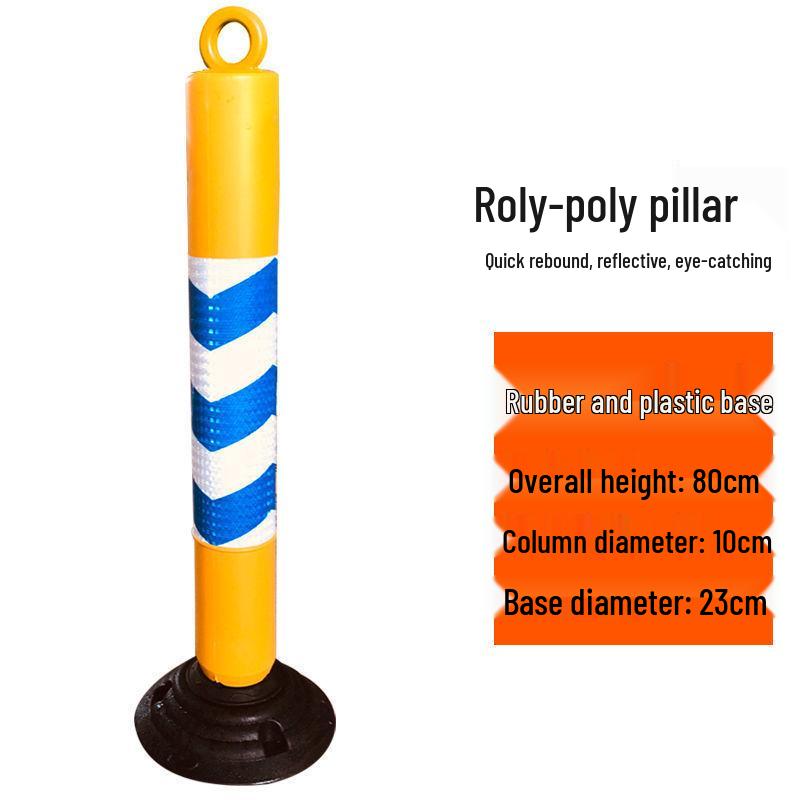 80cm Reflective Tumbler Warning Post - Removable Road Barrier Guardrail & Anti-collision Post