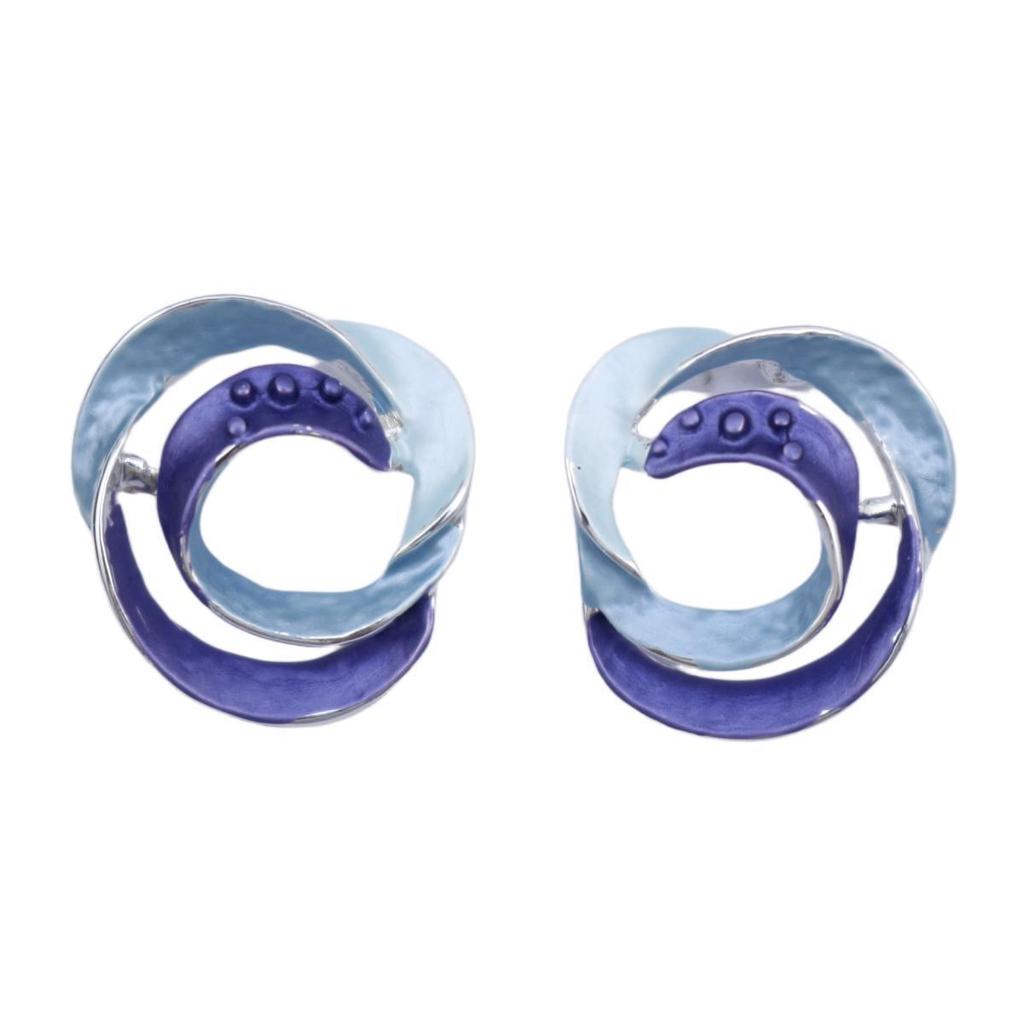Hot-selling round hollow gradual change round ring hand-painted enamel colored stud earrings light luxury daily commuting versatile earrings