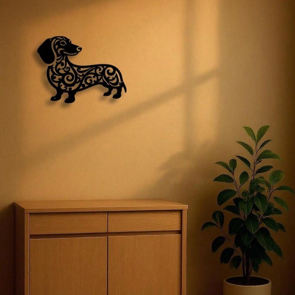 Black Iron Dachshund Dog Metal Wall Art Modern Home Outdoor Decor Living Room Bedroom Garden Gift Dog Lovers