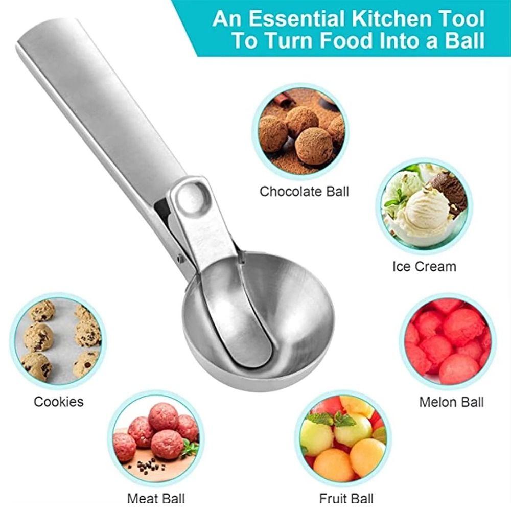 1 Stück Rückstell-Eiscremelöffel Edelstahl Schneeballmacher Schöpfkelle Haushaltsküchenwerkzeuge