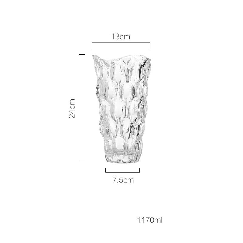 Light Luxury High-end, Exquisite Embossed Texture Glass Vase Decoration, Household Living Room Decoration, Hydroponic Vases, 1Pc