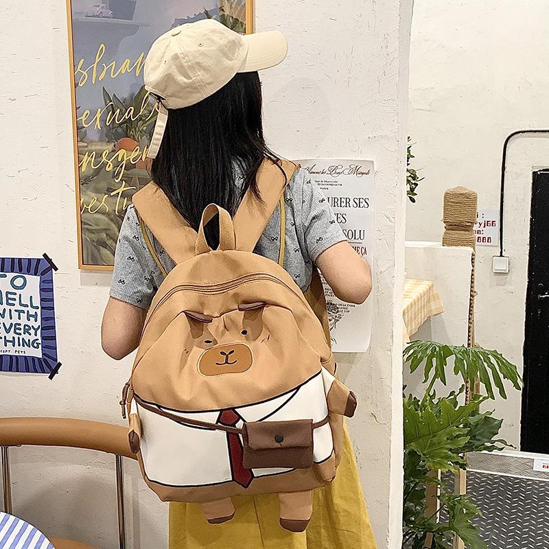 Schoolbag Kapibara Backpack Plush Tote Bag Children's Gift Change Bag Cute Capybara Fashion Cartoon Backpack