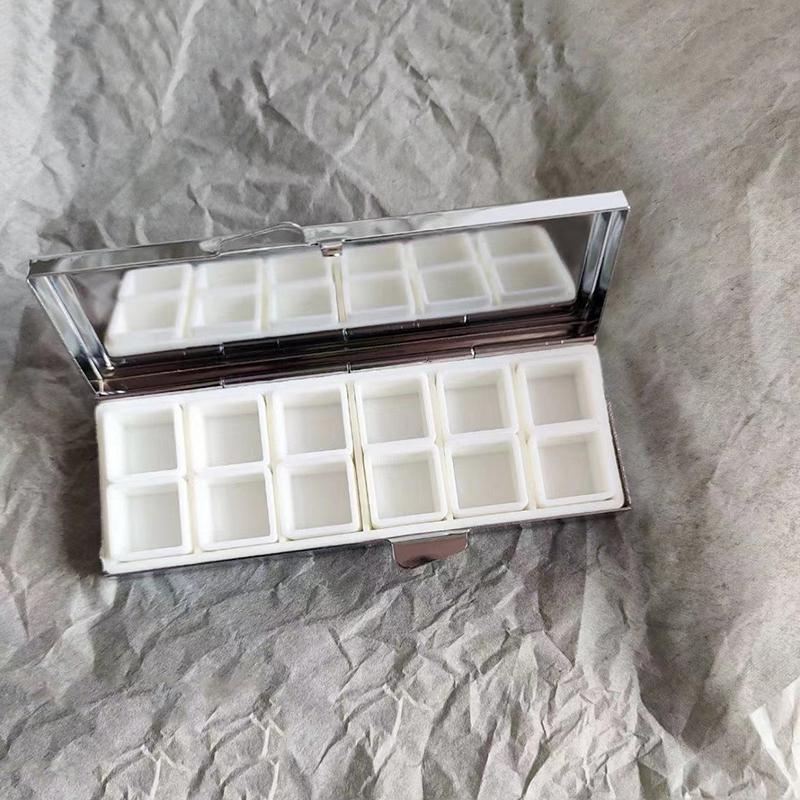 

Divisible Grid Empty Watercolor Paint Dispenser Iron Box With Mirror Nail Polish Glue Tin Storage Box Paint Manicure Tools