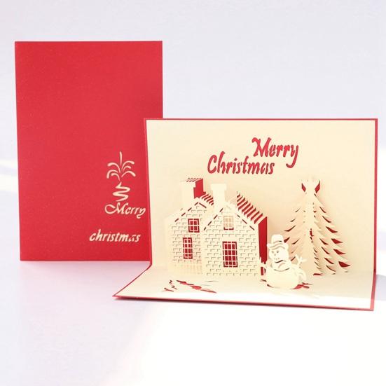 3D Pop Up Christmas Greeting Card Merry Christmas Gift Cards with Envelopes Santa Elk Snowman Holiday Cards for Christmas Parties Home Decor