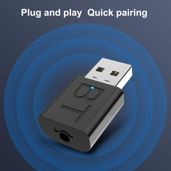 H-169 Bluetooth-compatible 5.0 Adapter HiFi Audio 2-in-1 USB AUX Transmitter Receiver for PC TV Car