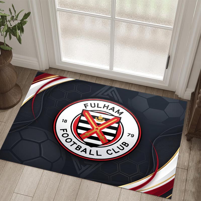 Fulham Football Design Crystal Velvet Carpet Cozy Non?Slip Printed Rug For Bedroom Living Room Entrance
