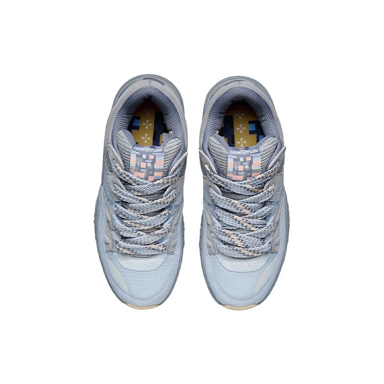 Li Ning CF Thick Sole Height Increasing Cushioning Versatile Bread Shoes Low Top Sports Casual Shoes Men sneaker Mist-Blue AGCR437-4