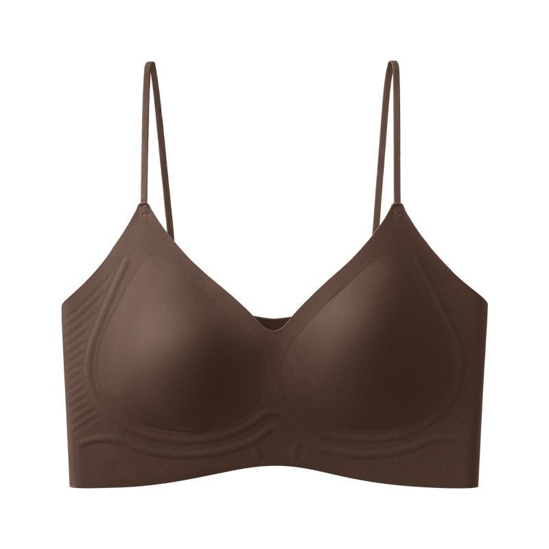 Traceless steel ring, autumn and winter thin shoulder strap, liquid foundation underwear, women's rabbit ear cup, big chest, small breast, invisible