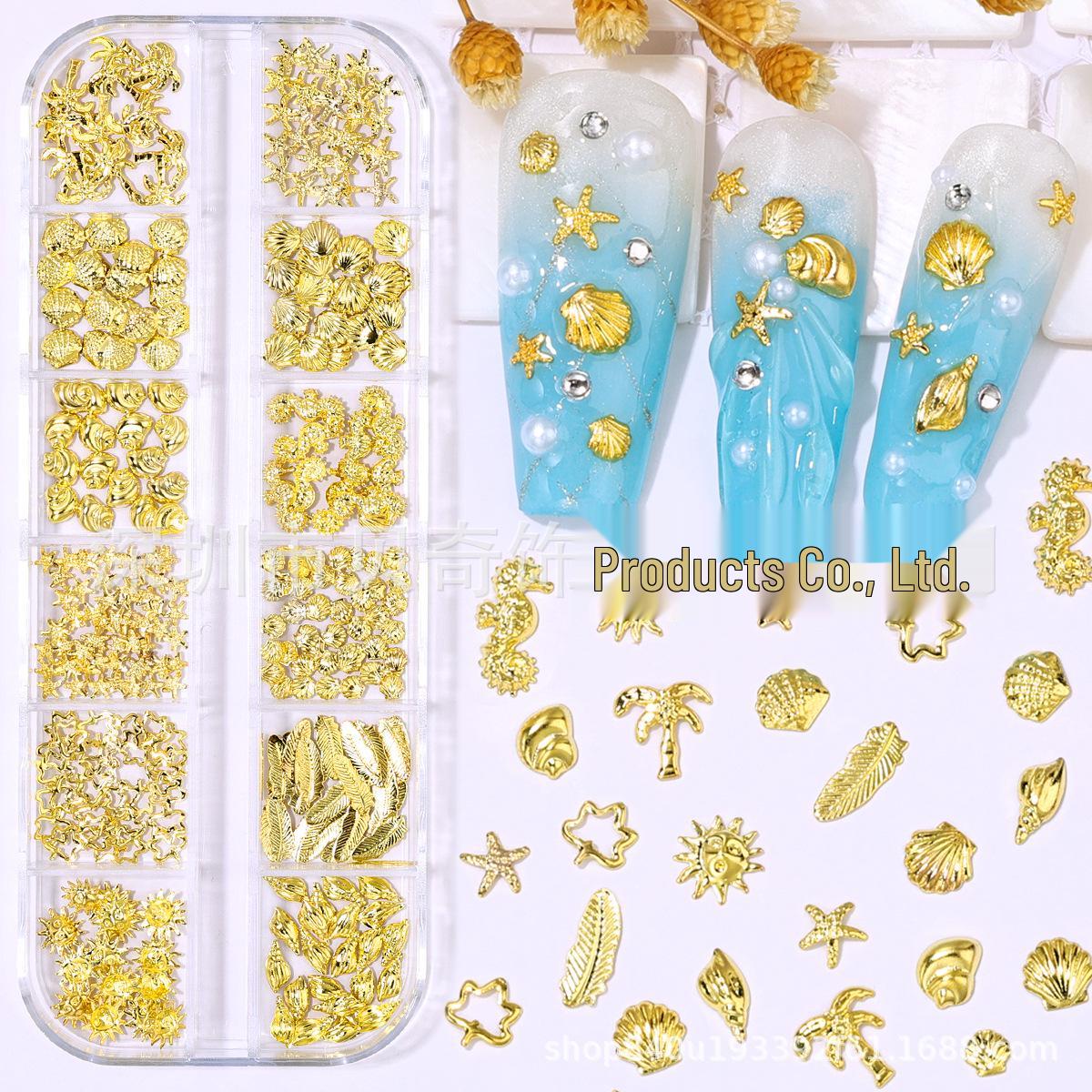 Ocean Style Alloy Rivet Nail Art Stickers with Sea Creatures