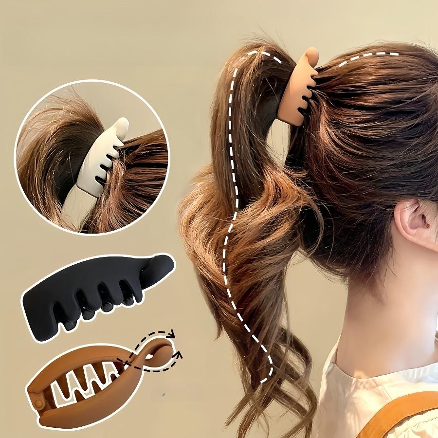 3/4pcs Curved Ponytail Hair Clip Set Matte Plastic Women'S Styling Hairpins Easy-To-Use Additions for Daily Commute