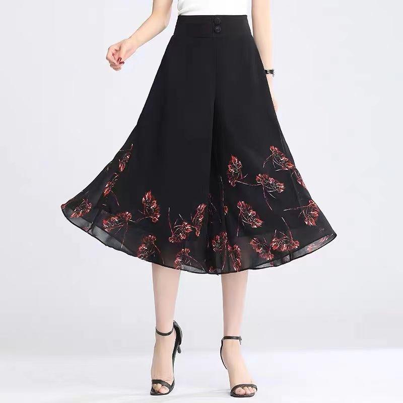 2026 Petite High Waist Floral Wide-Leg Culottes - Summer Thin Style