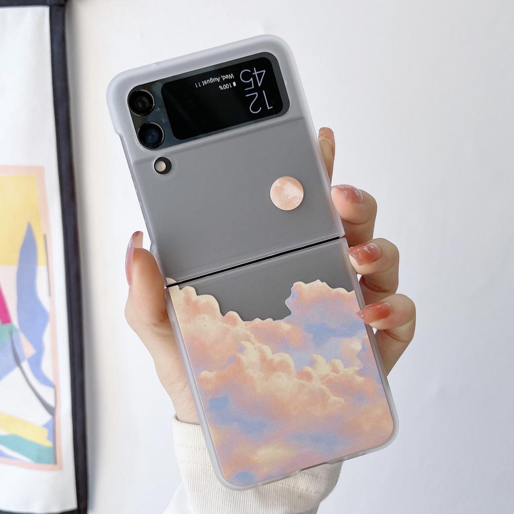 Suitable for Samsung Z Flip4 phone case Z FOLD3 matte mountain view folding phone protection, cloud view print