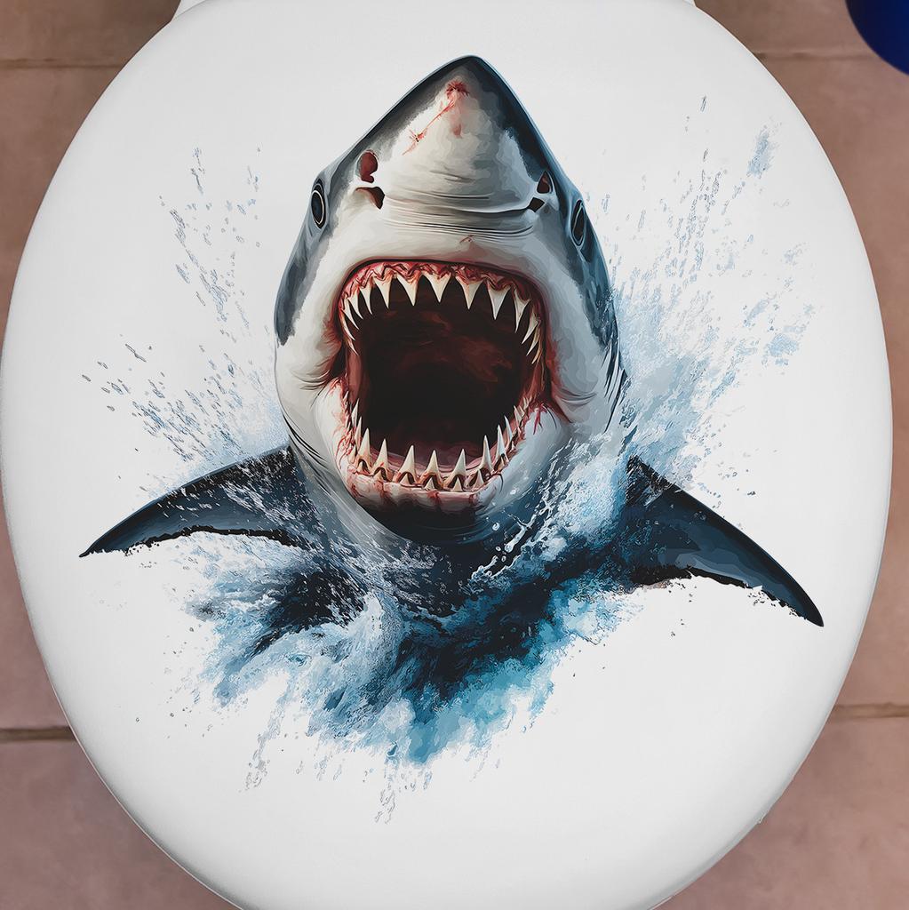 Creative Shark Toilet Stickers, Funny Decorative Stickers for Bathrooms and Toilets