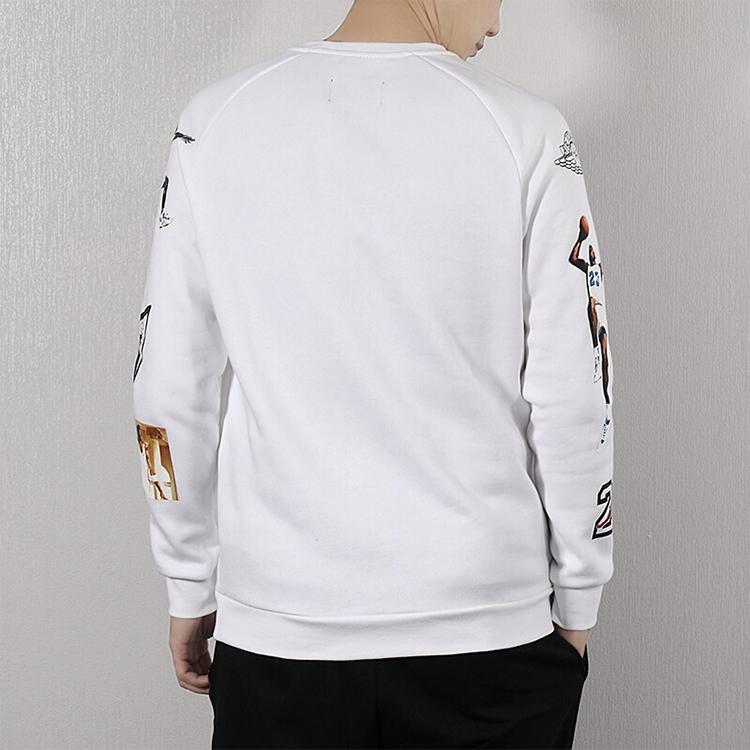 Air Jordan Sport Casual Print Crew Neck Long Sleeve Sweatshirt Men Tops White CD5872-100