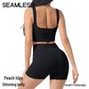 High Waist Seamless Ribbed Yoga Shorts for Running and Fitness