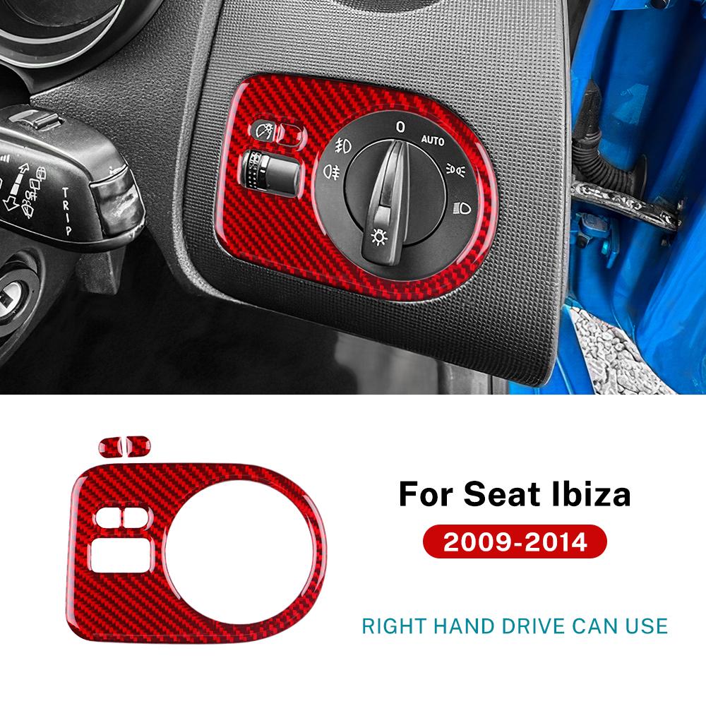 Real Soft Carbon Fiber Sticker For Seat Ibiza 6j 2009 2010 2011 2012 2013 2014 LHD RHD Car Headlight Switch Frame Interior Trim
