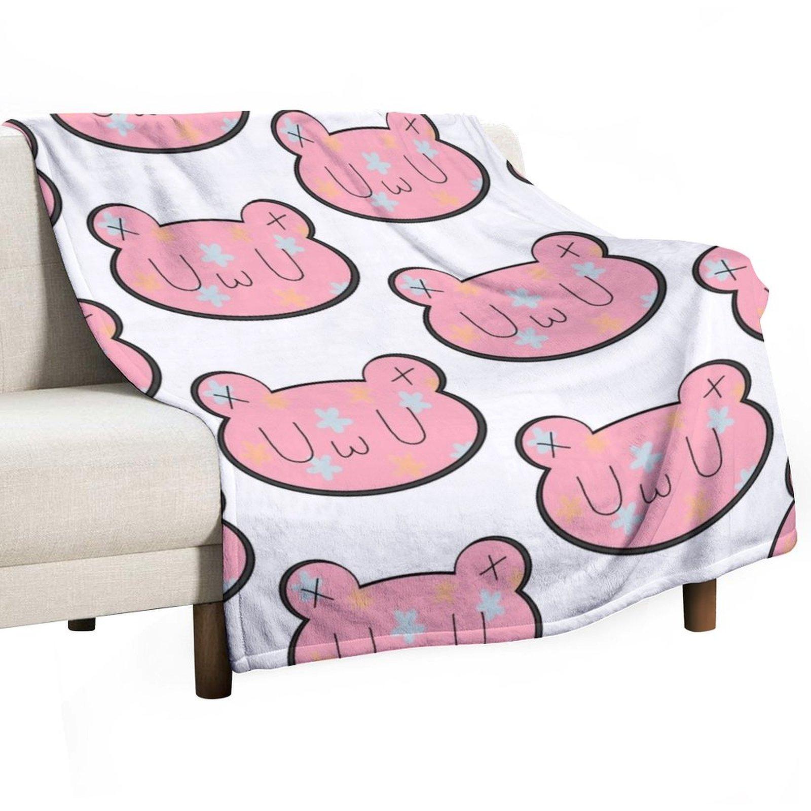 Уву цветочный медведь Плед Ворсистый клетчатый декоративный Пледы для дивана 30x40in