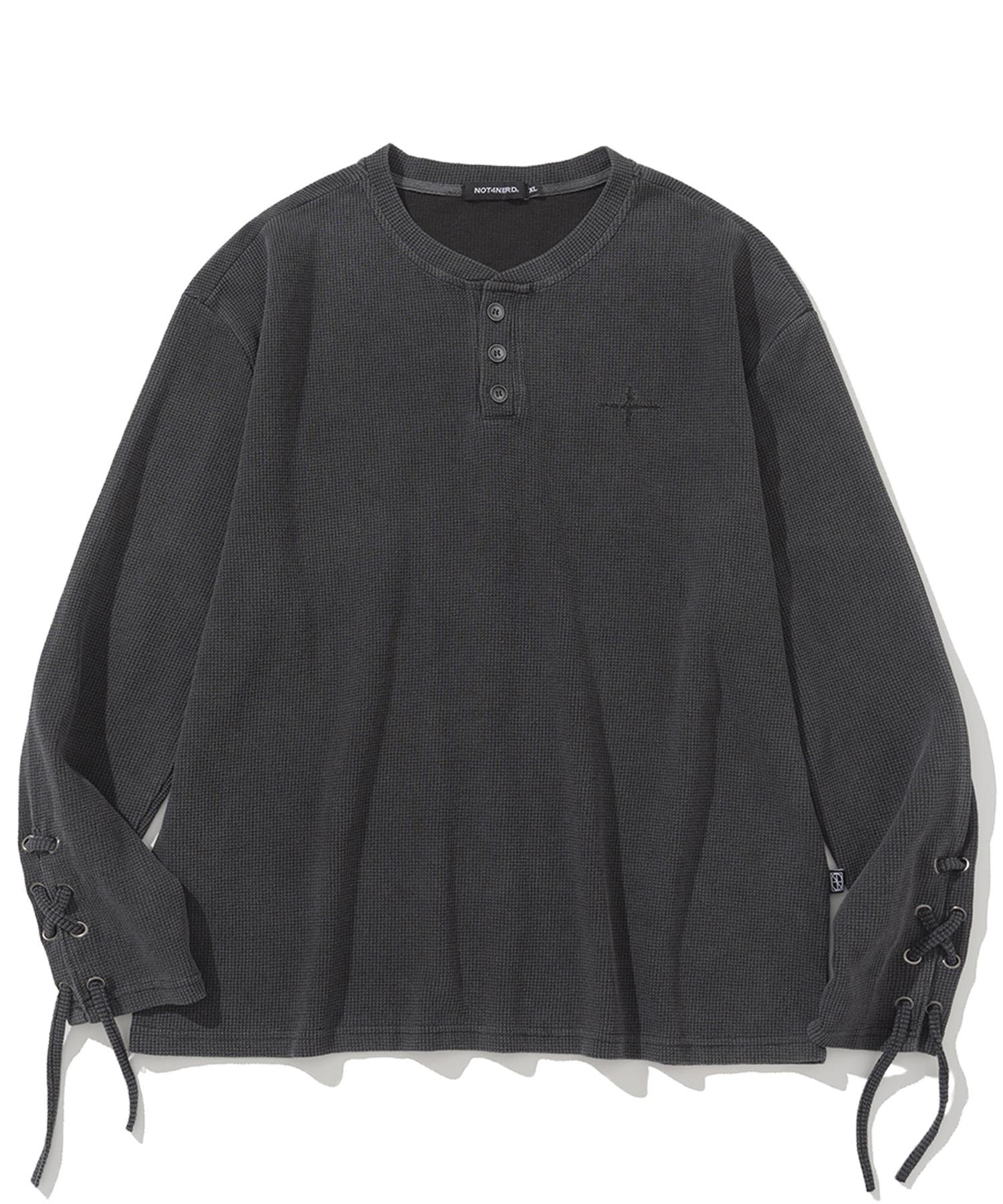 NOT4NERD Pigment Sleeve Lace Henley Neck