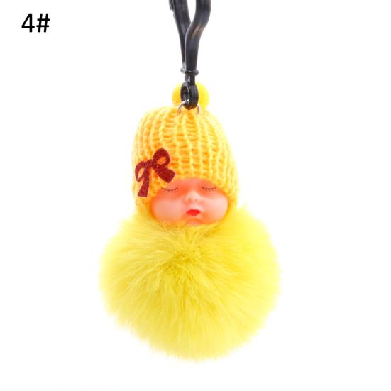 Bola de boneca de pelúcia fofa para bebê dormindo com laço fofo?Pingente?Porta-chaves