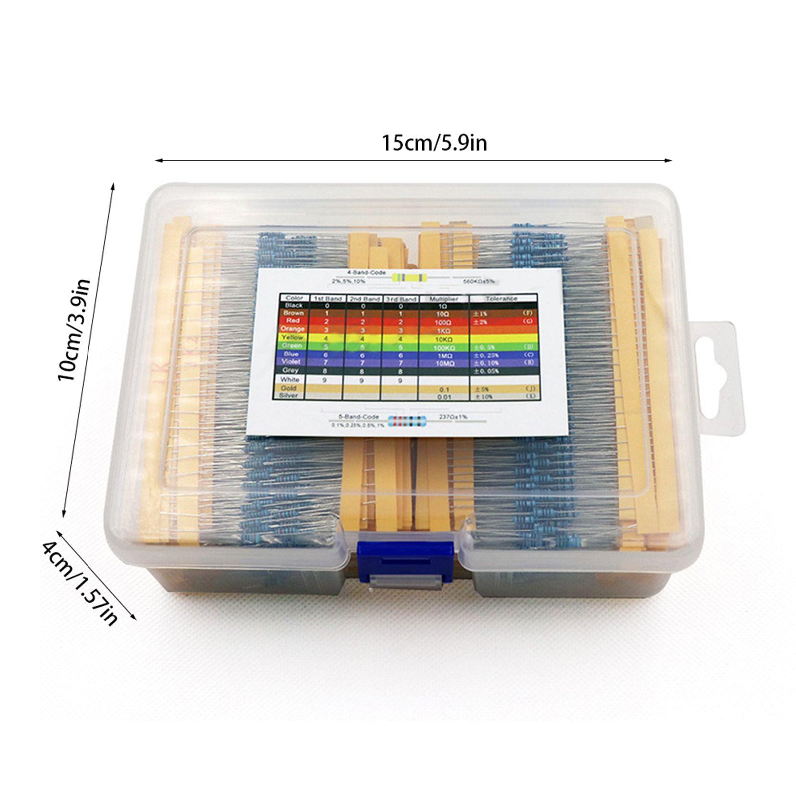 

2600Pcs 130 Values Resistor Kit Commonly Used 1percent 1 4W Metal Carbon Film Resistors Classification Full Range різнокольоровий