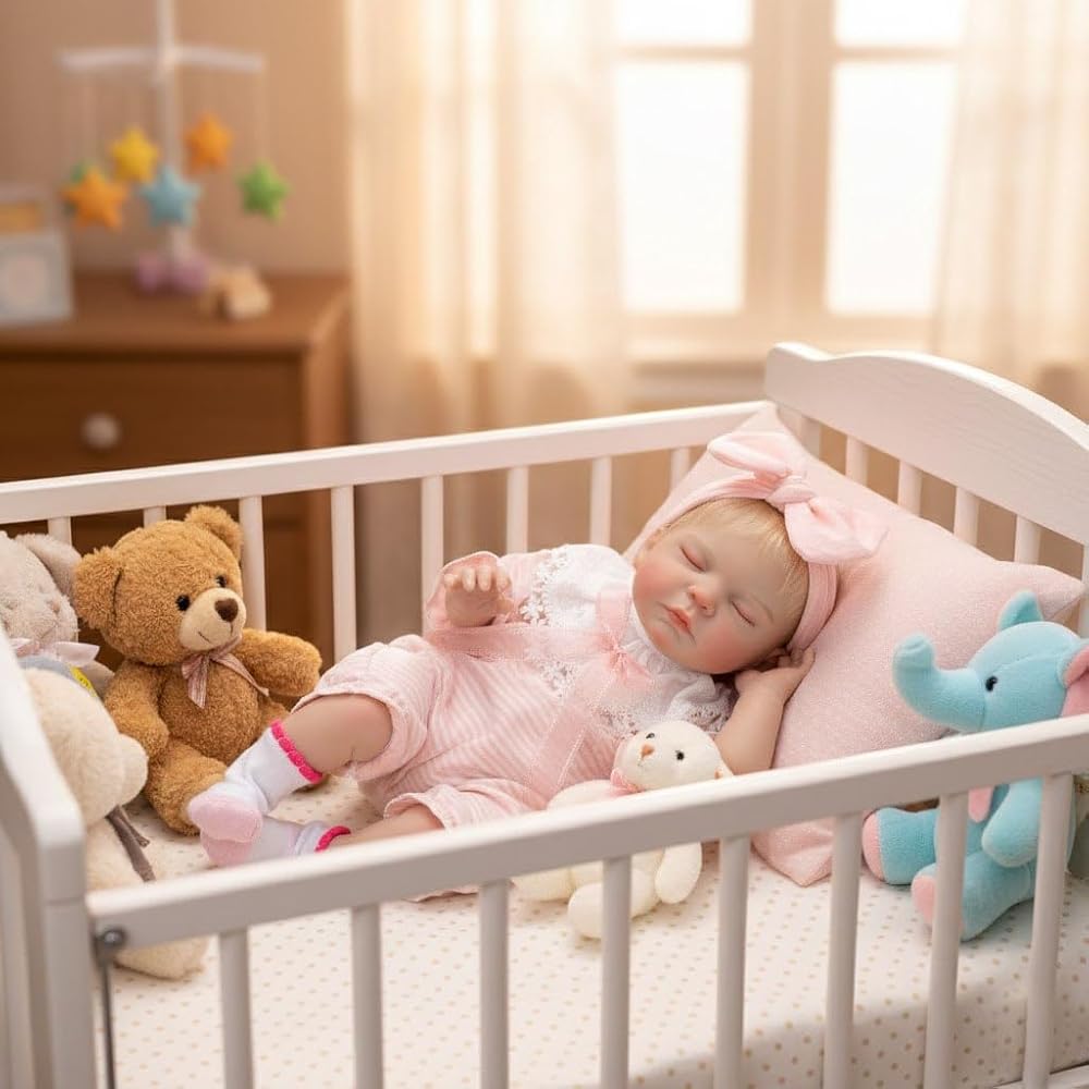 Cloveray 22-Inch Reborn Baby Doll Cute Handmade Realistic Newborn Doll with Changeable Clothes for Collectors and Gifts