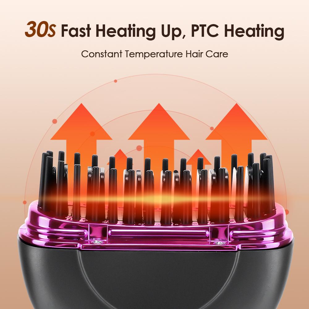 Portable Wireless Electric Straightening Comb Rechargeable Hair Straightener Brush Fast Heating Comb for Hair Smooth Styling