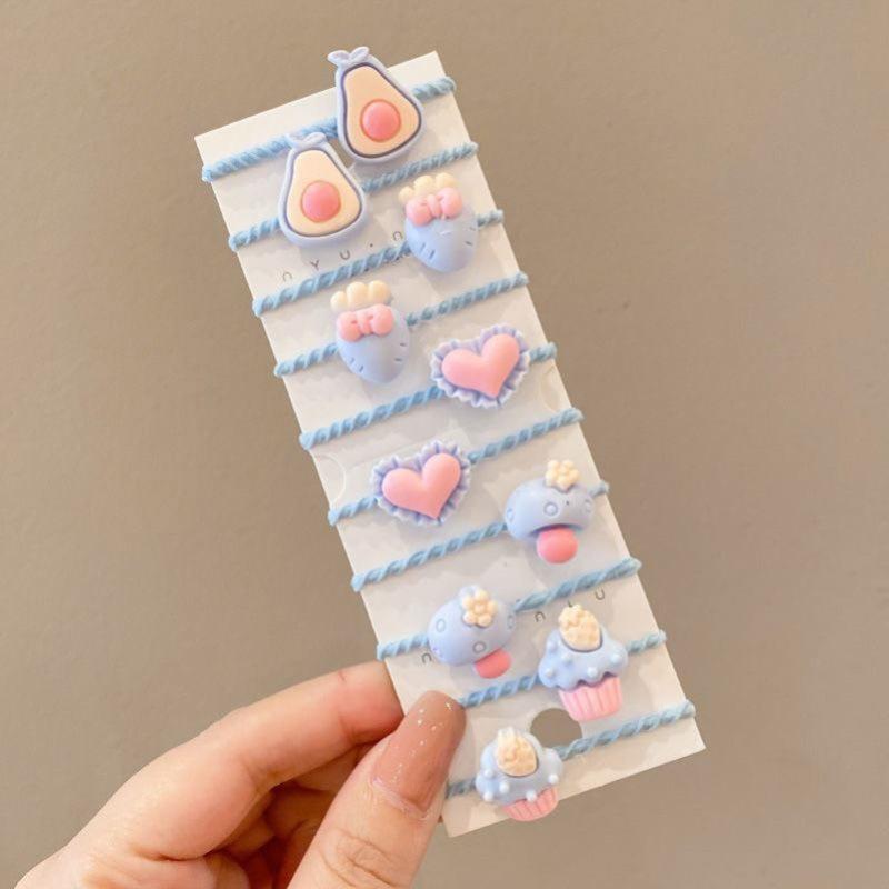 10Pcs/Set Girls Cute Cartoon Animal Rubber Band Elastic Hair Bands Children Headwear Hair Accessories Kids Headband Ornaments