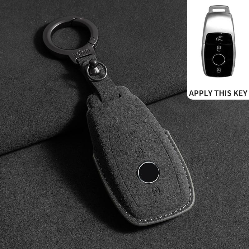 Leather Car Key Case for Mercedes Benz A C E S G R Class GLS GLA GLK GLC CLS CLA AMG W204 W205 W212 W463 W176 Suede Accessories