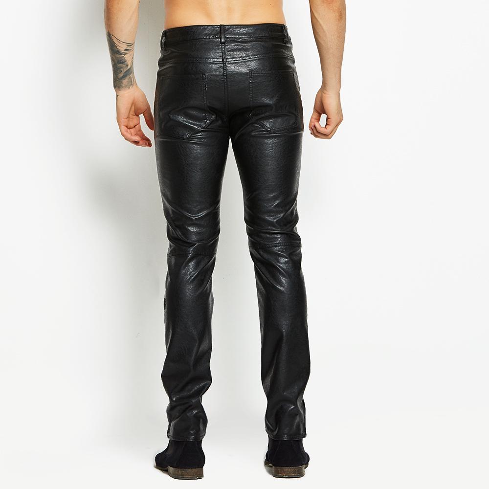 Mens Motorcycle Europe Buckle Skinny Trousers Gothic Pu Leather casual Pants