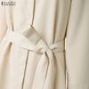 ZANZEA Women Stand Collar Loose Casual Long Sleeve Dress