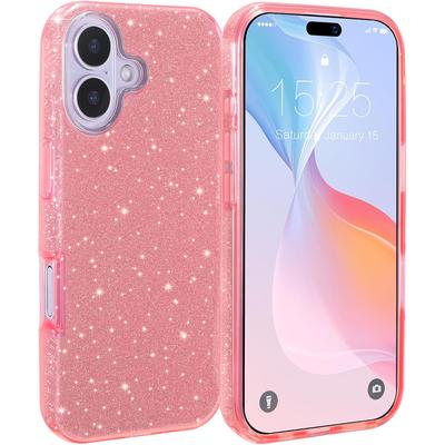 Glitter Case for Iphone 17 Air 16E 16 E 15 Pro Max 14 Plus 13 Mini 12 11 X Xs Xr Se 2022 2020 8 7 Phone Cover Pink Luxury Shiny Sparkle Bling Sparkly