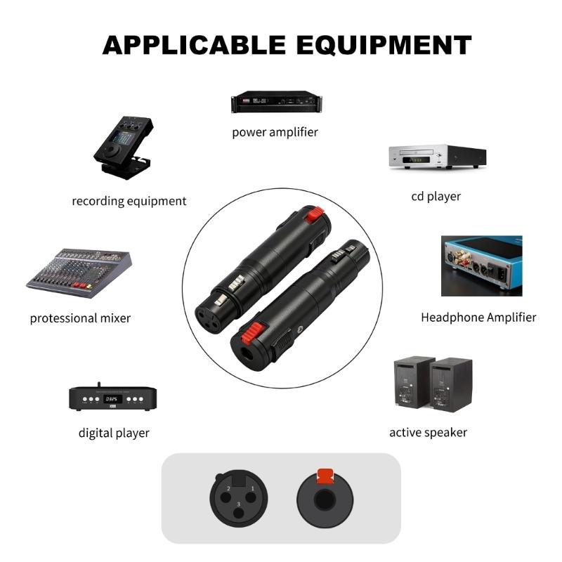 1/4inch to XLR Female Adapter 6.35mm Female to XLR Female Adapter Female Plug to XLR Converter for Guitar Microphones