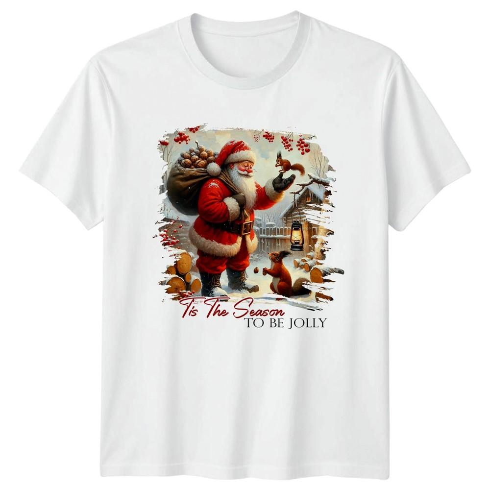 Tis The Season To Be Jolly Christmas Holiday Santa Squirrel Unisexs Unisexs Graphic S