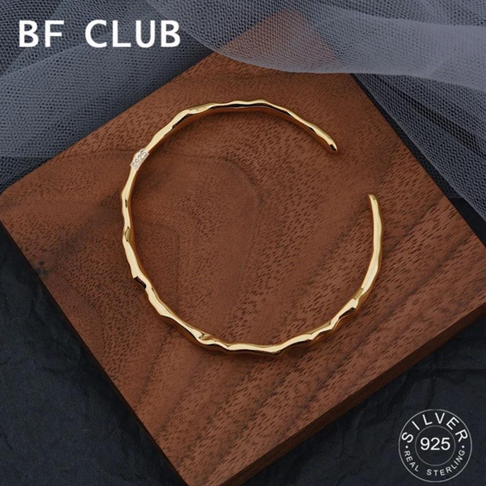 

BFCLUB Silver COLOR Hiphop Thick Sparkling Bracelet for Women Gold Plated Simple Handmade Hasp Bracelet Birthday Gift