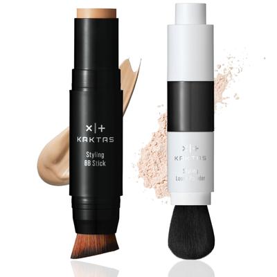 KAKTAS (Cactus) BB Stick & Face Powder Styling Set for Men, BB Cream, Anti-Blemish, Pores, Acne, Dark Circles, UV Protection, and Oily Skin