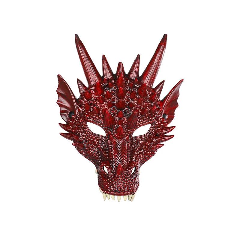 Nuova Maschera 3D Testa di Drago per Festa Festival Halloween Cosplay Animale Mezza Faccia Maschera Dinosauro Creatura Carnevale Maschera di Maschera